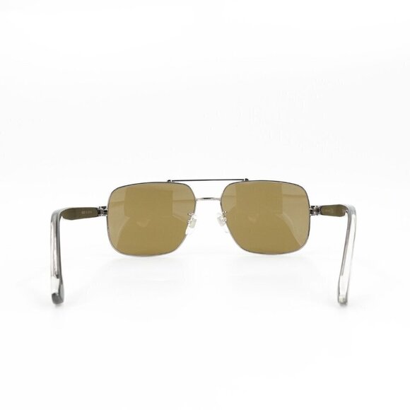 Gucci GG0529 Squared Aviator Sunglasses Silver Brown OS